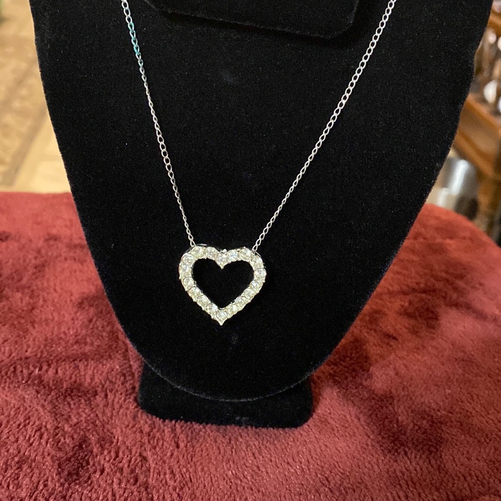 Silver necklace with CZ heart